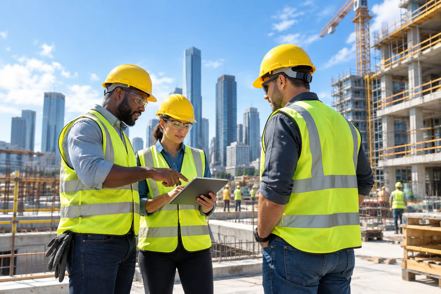 Owners and developers reviewing construction project information