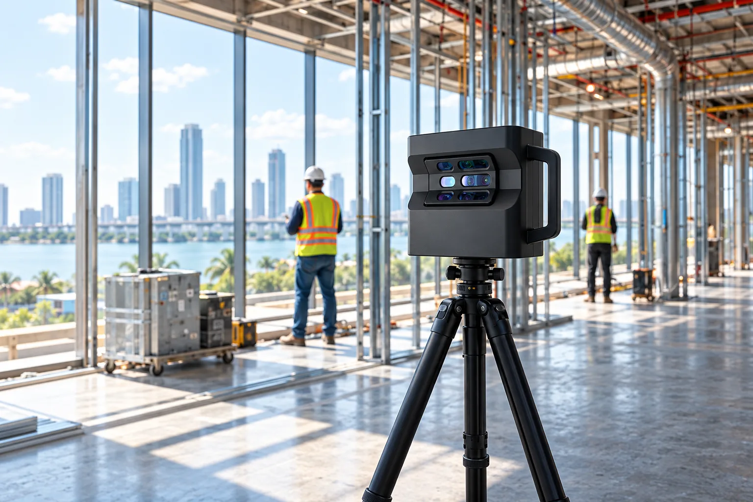 Construction progress scanning with Matterport camera on an active construction site