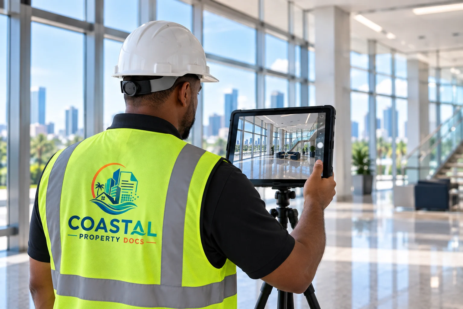Property documentation technician capturing existing building conditions