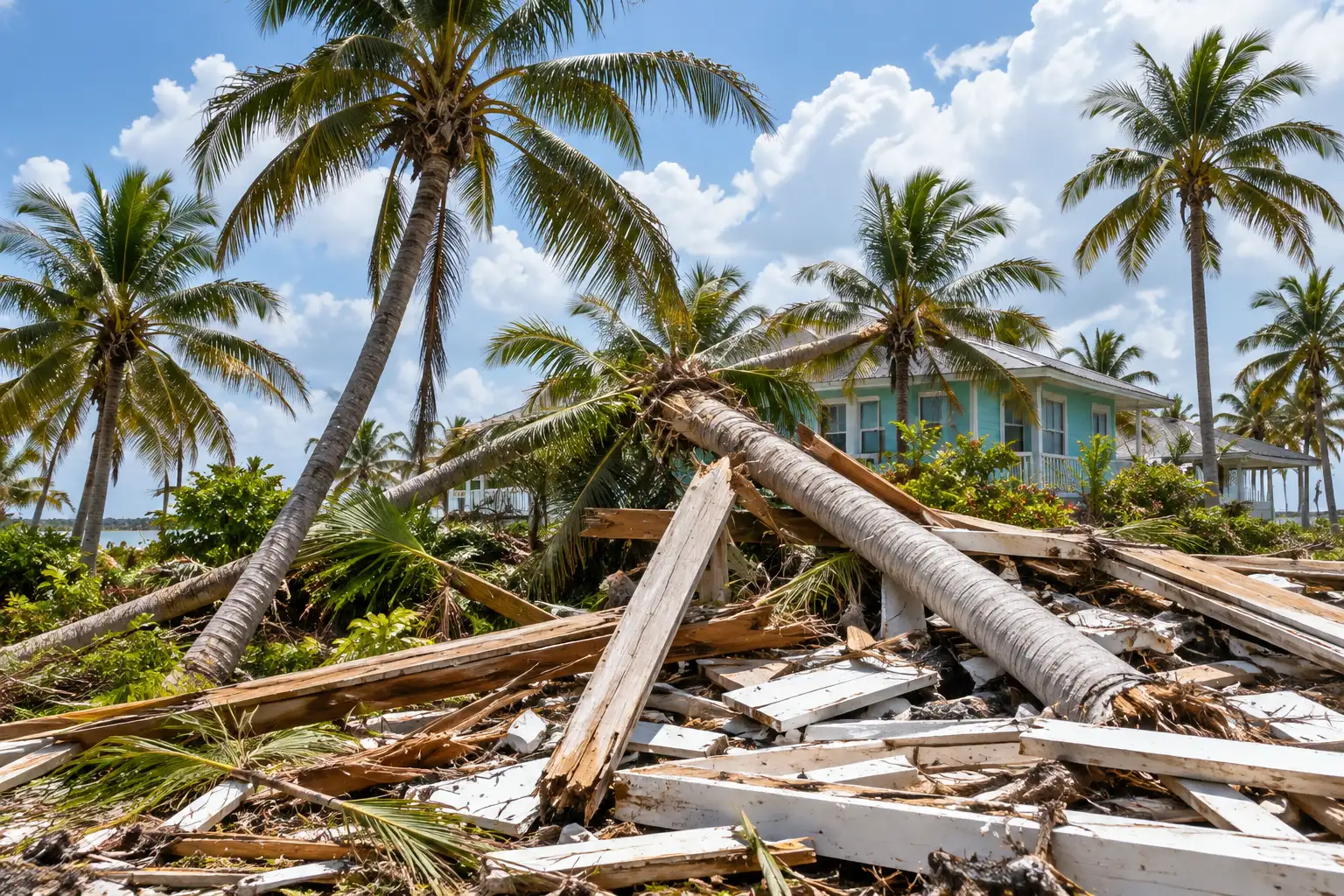 Storm damaged coastal property