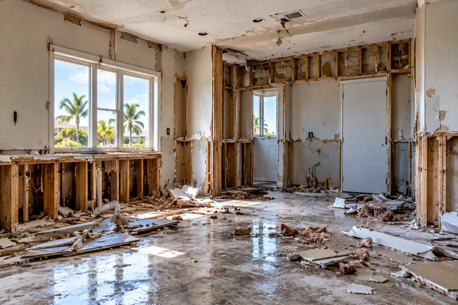 Interior prepared for demolition and renovation