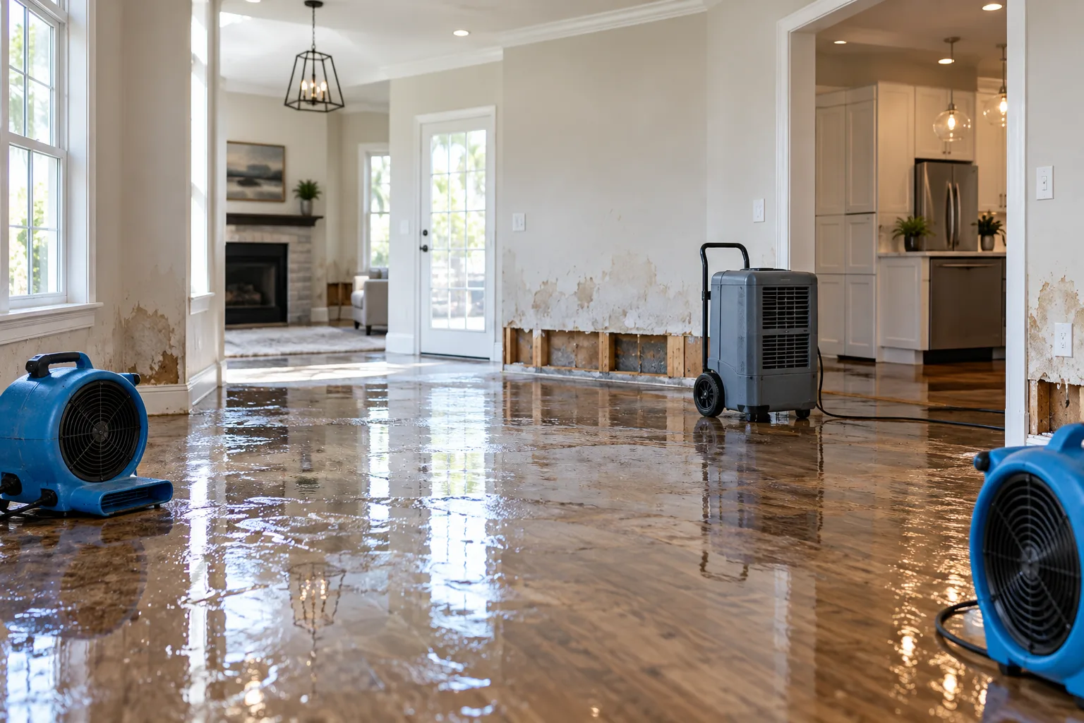 Water damaged residential property