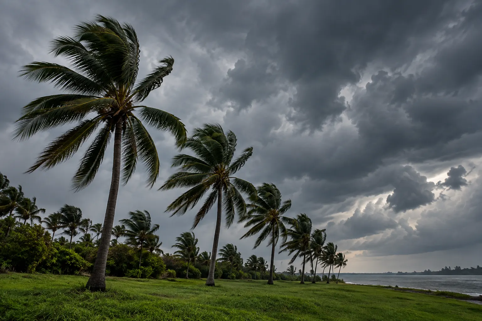 Hurricane approaching coastal property