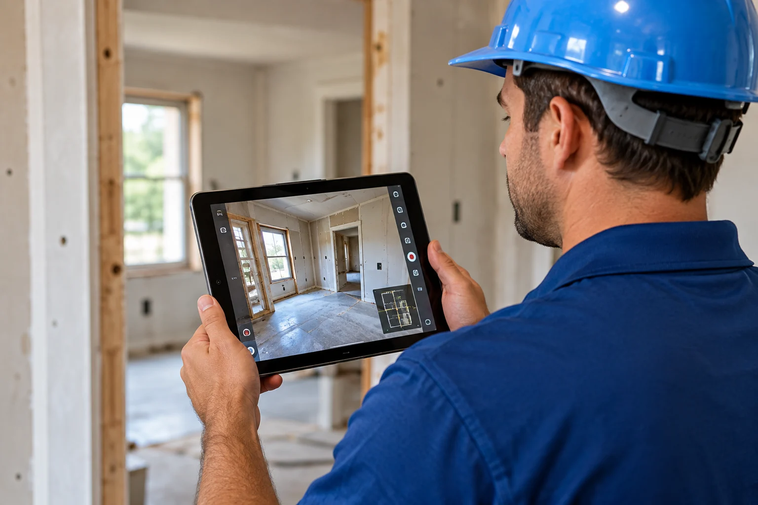 Professional using digital property documentation