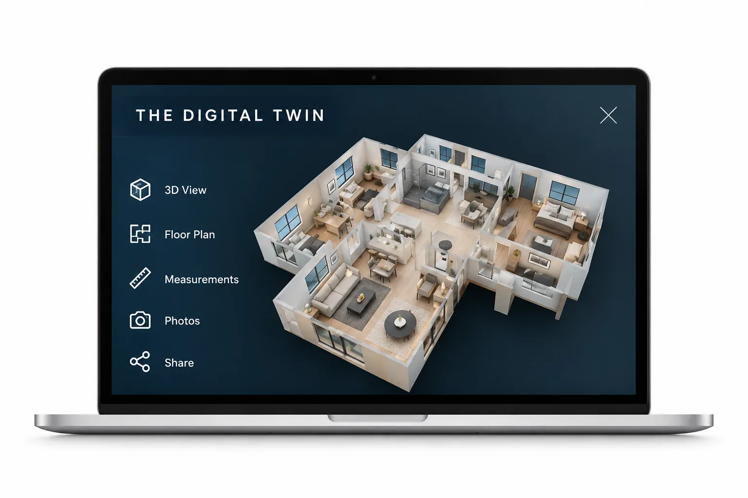 Digital twin representation of a property on laptop