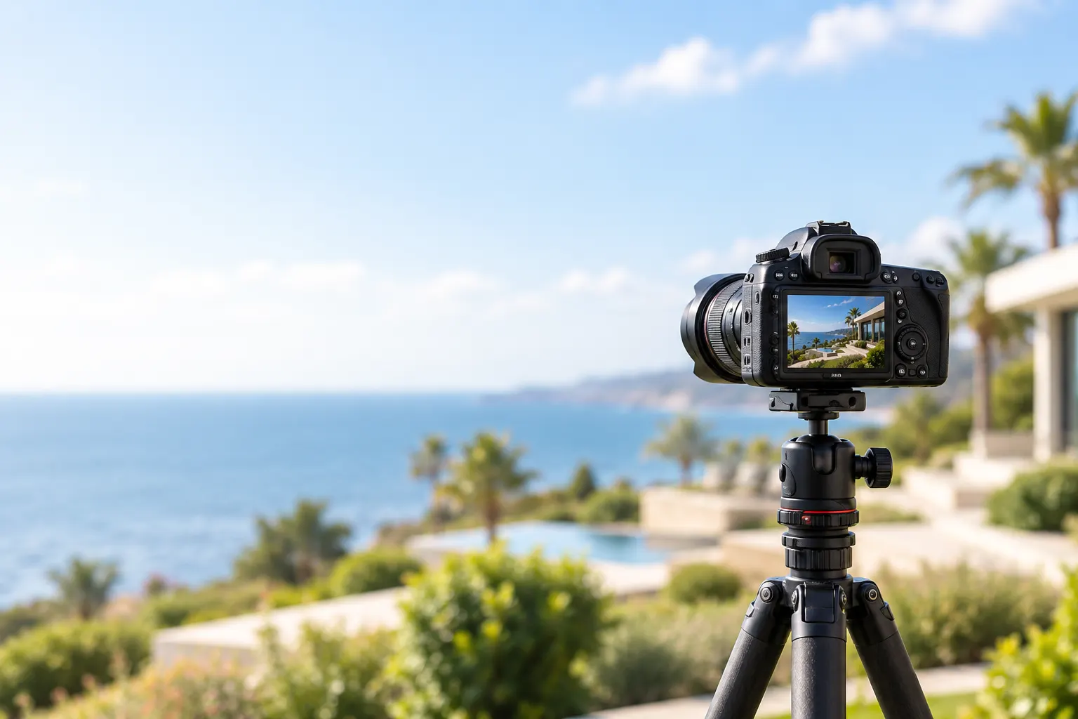 Professional camera documenting a coastal property